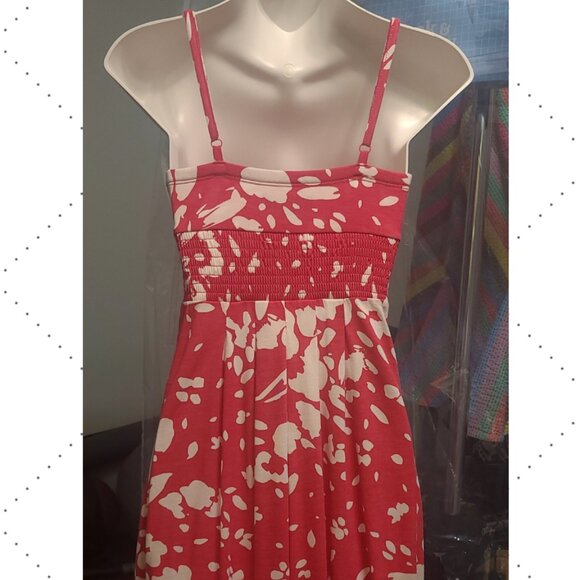 American Eagle Hot Pink/White Floral Sundress XS Adjustable Straps Smocked Back - Picture 3 of 9